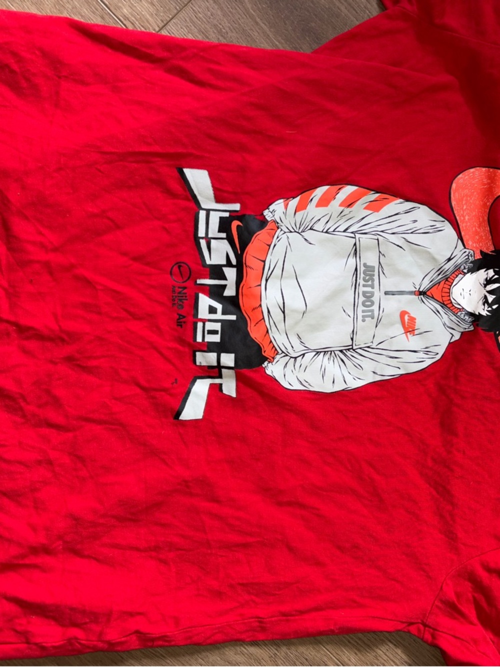 Nike Red Crewneck Tee with White Swoosh Print